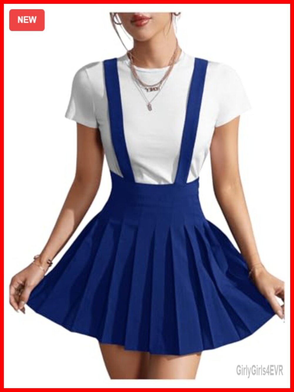 Pleated High Waist A-Line Suspender Mini Skirt Criss Cross Back